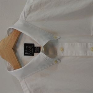 Jos. A. Bank White Pinpoint Oxford Button Down Cotton Shirt 17.5 - 34